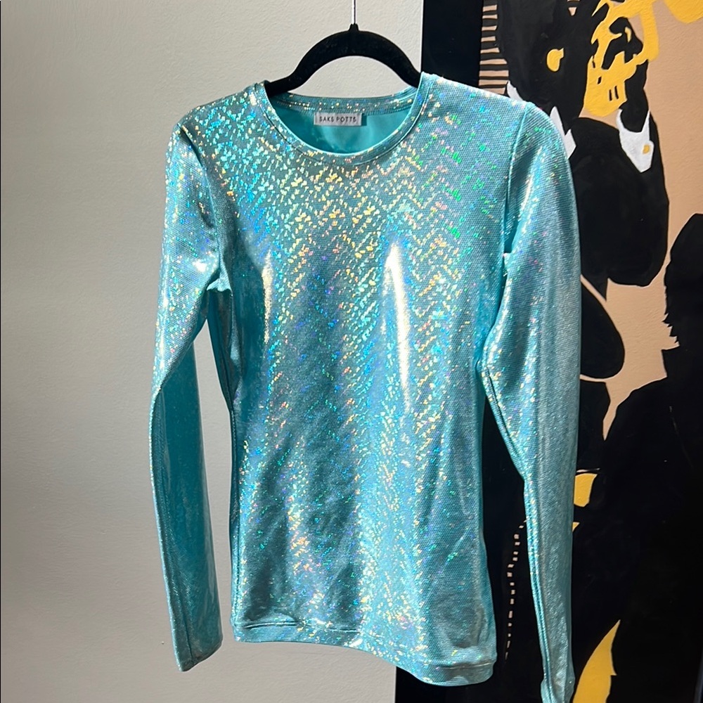 Saks Potts Holographic Long Sleeve Top
